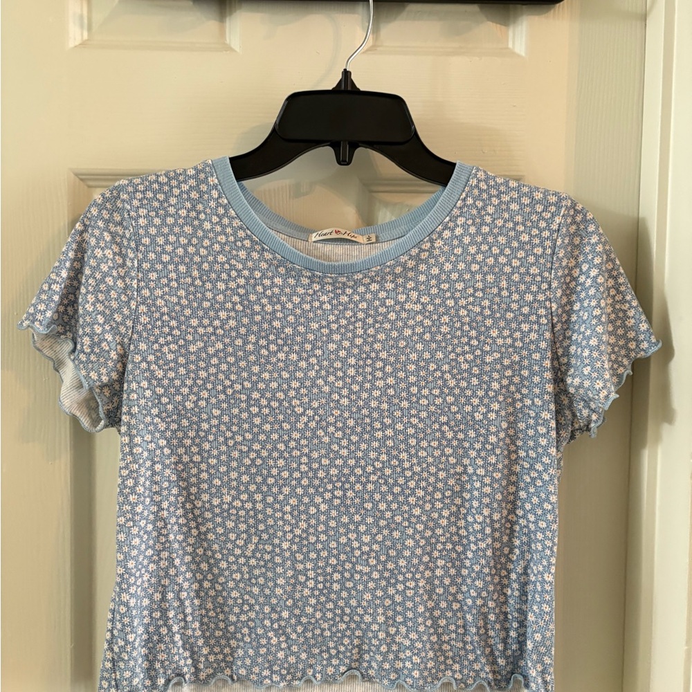 Heart Hips Blue Ruffled Crop Top